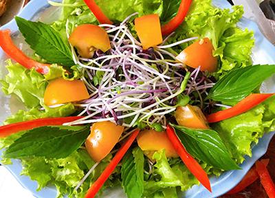 Salad rau mầm sốt mè rang tự làm