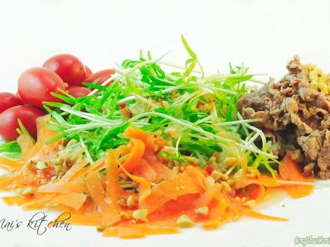 salad rau mam thit bo mon ngon giup giu dang Salad rau mầm thịt bò - món ngon giúp giữ dáng