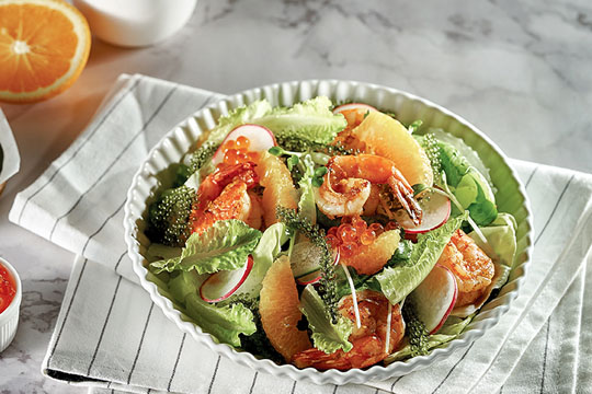 Salad rong nho xốt cam