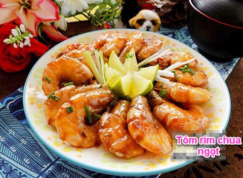 tom rim chua ngot don gian ma ngon Tôm rim chua ngọt đơn giản mà ngon