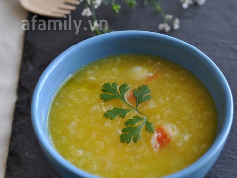 tro tai nau chao tom bi do ngay mat troi Trổ tài nấu cháo tôm bí đỏ ngày mát trời