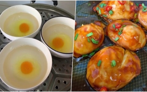 trung hap rim nuoc tuong tao hinh nhu bao ngu Trứng hấp rim nước tương tạo hình như bào ngư