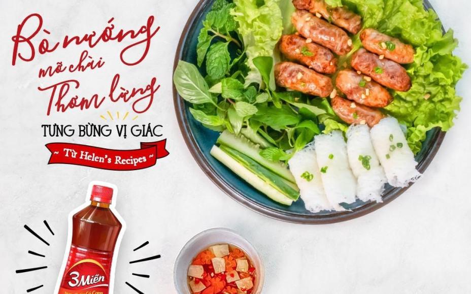 Vợ đảm chia sẻ món bò nướng mỡ chài từ công thức của Helen’s Recipes, nhìn thành quả là biết ngay anh chồng “số hưởng