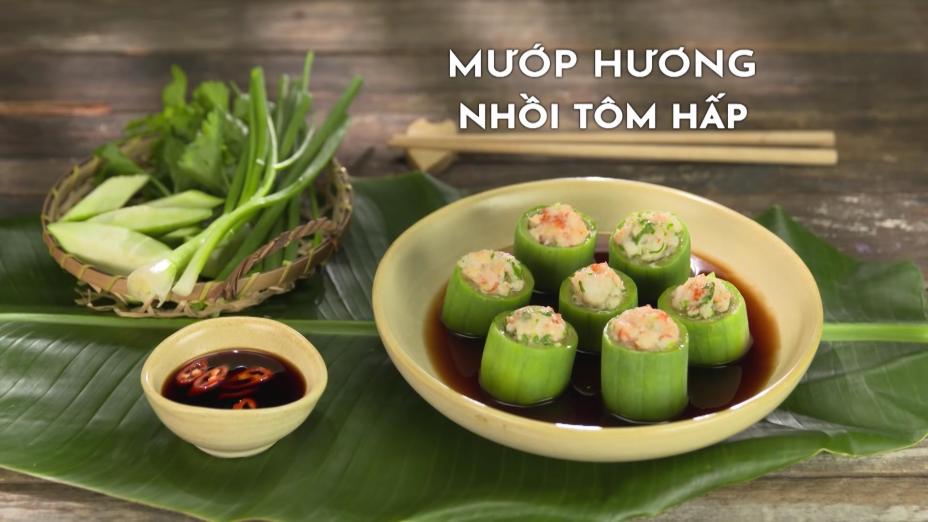 Cach lam mon Muop huong nhoi tom hap Mướp hương nhồi tôm hấp