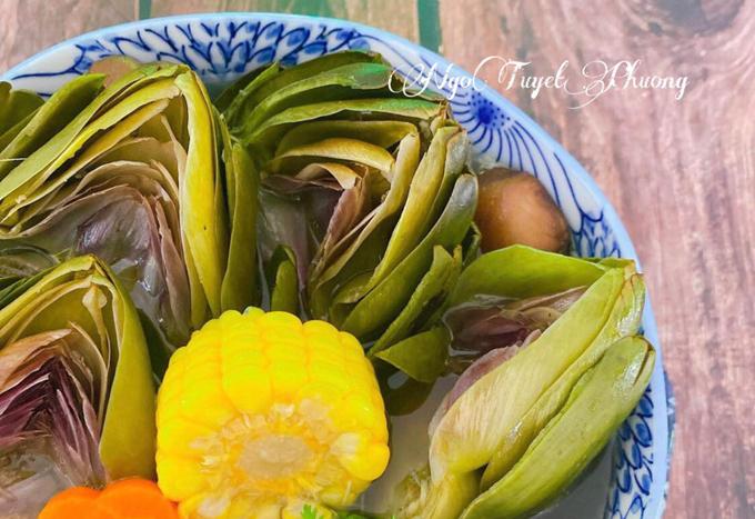 Canh hoa atiso nấu vịt