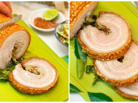 chay nuoc mieng voi ba chi cuon la mac mat nuong an xong khong thay tiec cong l Chảy nước miếng với ba chỉ cuộn lá mắc mật nướng, ăn xong không thấy tiếc công làm