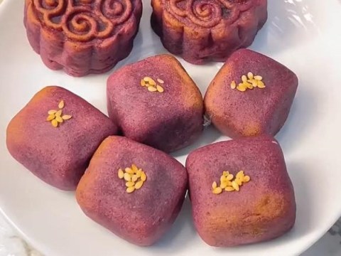 nhai banh mochi nhat ban bang khoai lang tim 'Nhái' bánh mochi Nhật Bản bằng khoai lang tím