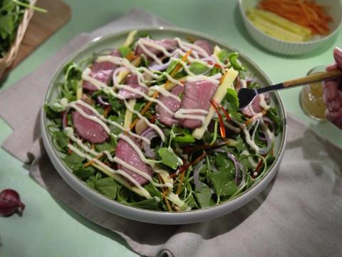 Cach lam SALAD BO RAU MA dep da thanh nhiet 2 Salad bò rau má