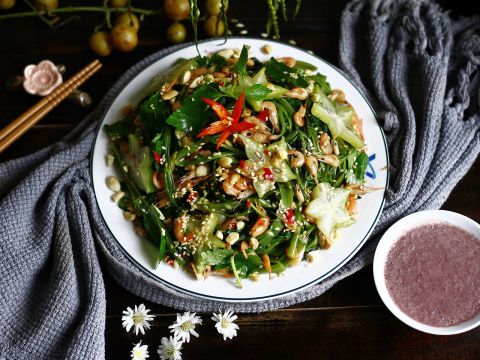 nom rau muong tom dong kieu ha noi Nộm rau muống tôm đồng kiểu Hà Nội